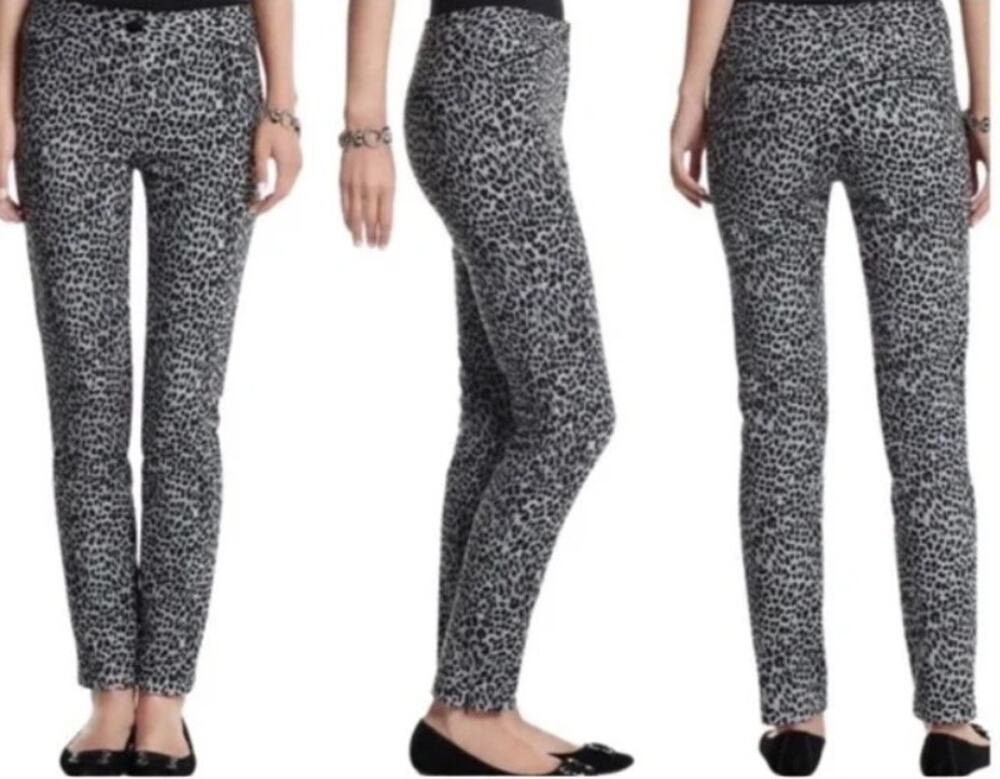 White House Black Market Slim Ankle Leopard Print Pants, Size 6R
